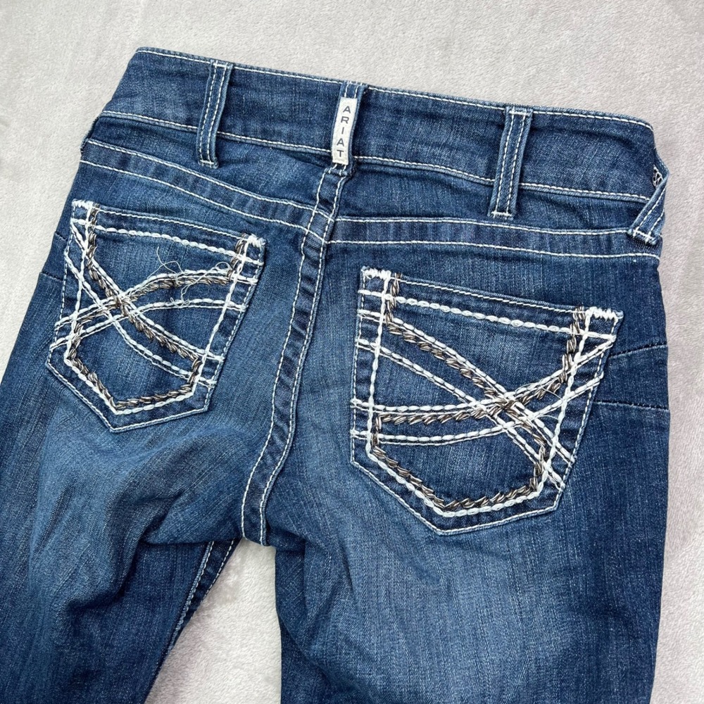 Ariat Entwined Bootcut Jeans Womens 27R Dark Wash Stretch Thick Stitch Mid Rise